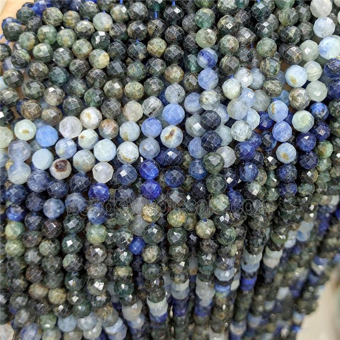 Natural Kyanite And Sapphire Beads Faceted Round