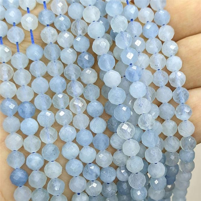 Natural Aquamarine Beads Blue Faceted Round