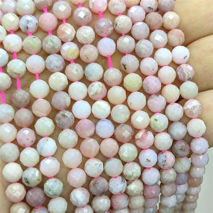 Natural Pink Opal Beads Faceted Round