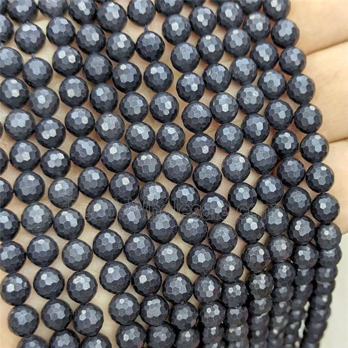 Natural Black Shungite Beads Faceted Round