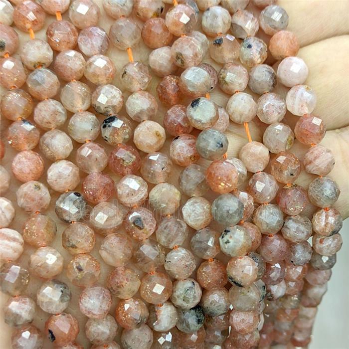 Natural Orange Sunstone Beads Golden Spot AB-Grade Faceted Round