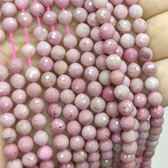 Natural Pink Wood Lace Jasper Beads Faceted Round