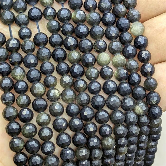 Golden Obsidian Beads Faceted Round