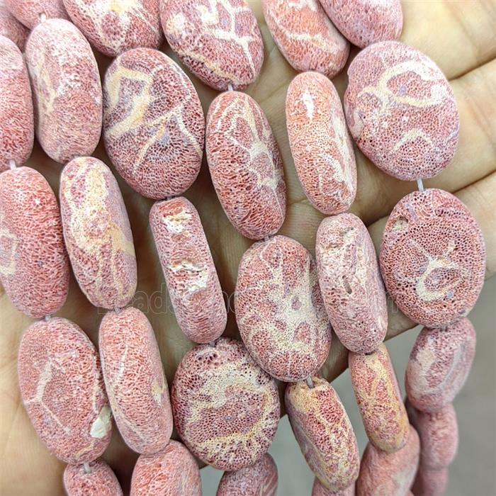 Red Coral Oval Beads