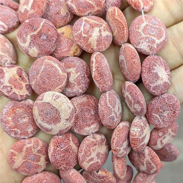 Red Coral Coin Beads