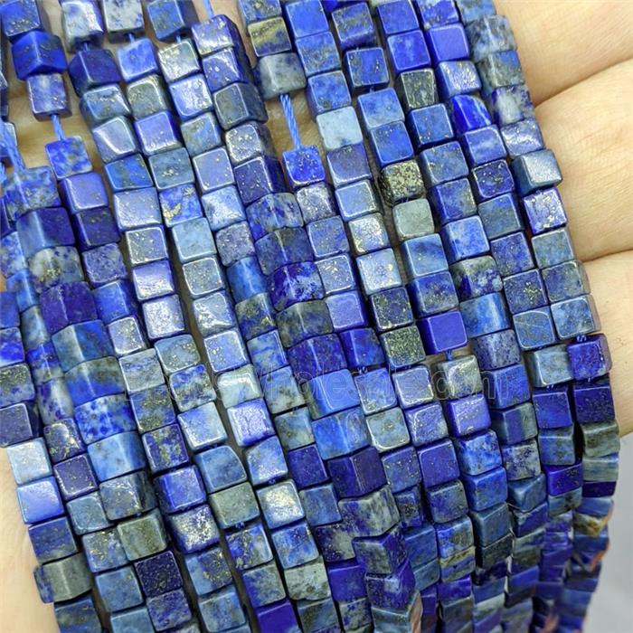 Natural Blue Lapis Lazuli Cube Beads