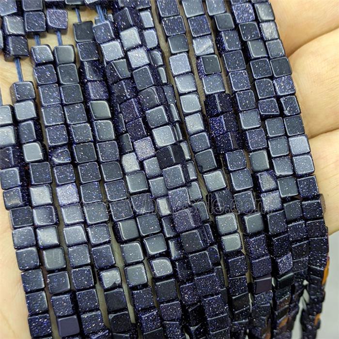 Blue Sandstone Cube Beads