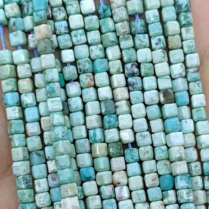 Natural Peru Turquoise Beads Faceted Cube