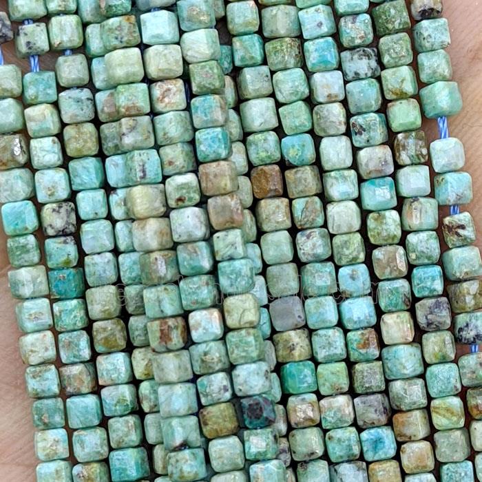 Natural Peru Turquoise Beads Faceted Cube AB-Grade