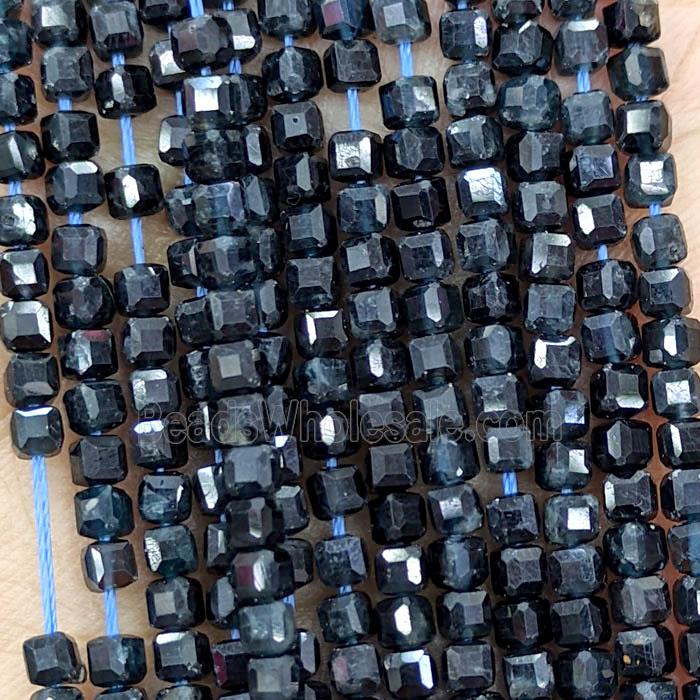 Natural DarkBlue Tourmaline Beads Faceted Cube