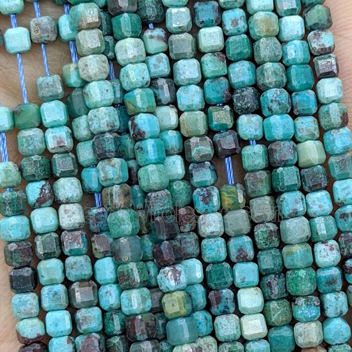 Natural Phoenix Turquoise Beads Green Faceted Cube