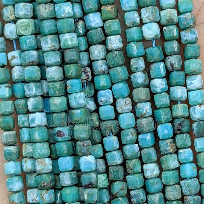 Natural Chinese Turquoise Beads Green Faceted Cube