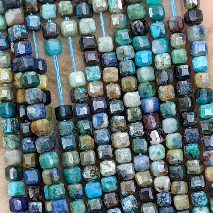 Natural Phoenix Turquoise Beads Green Faceted Cube AB-Grade