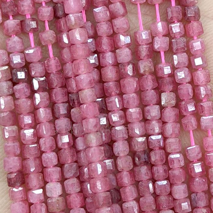 Natural Red Rhodonite Beads Faceted Cube AA-Grade