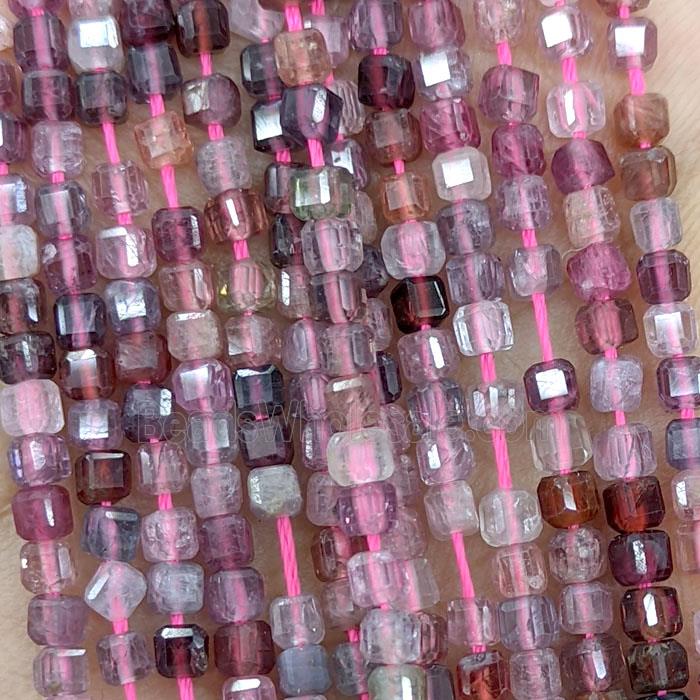 Natural Red Spinel Beads Faceted Cube