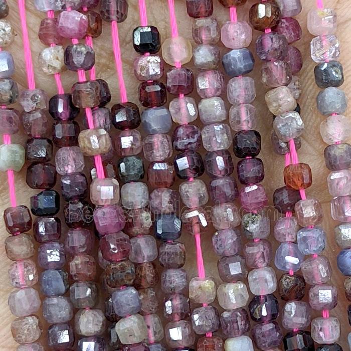Natural Spinel Beads Multicolor Faceted Cube