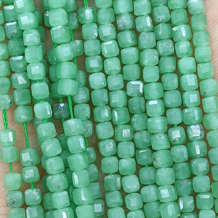 Natural Green Angelite Beads Faceted Cube