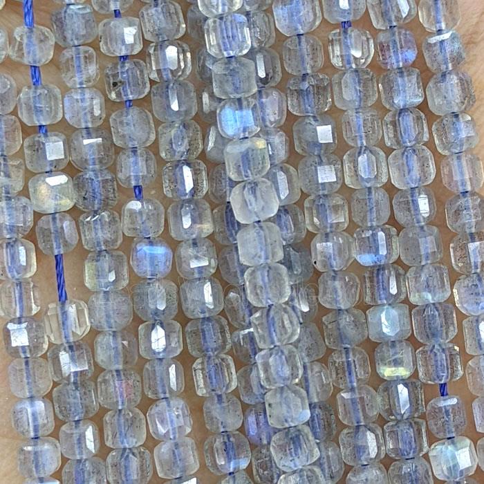 Natural Labradorite Beads Faceted Cube