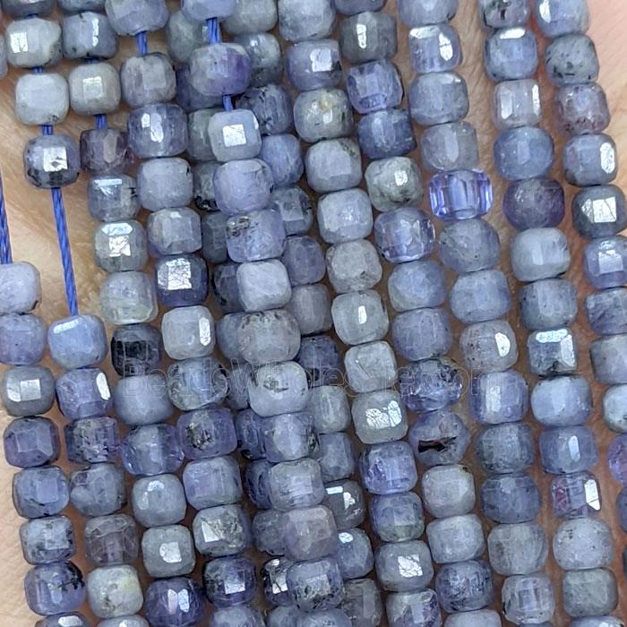 Natural Tanzanite Beads Blue Faceted Cube