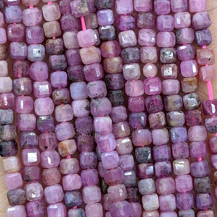 Natural Ruby Beads Faceted Cube