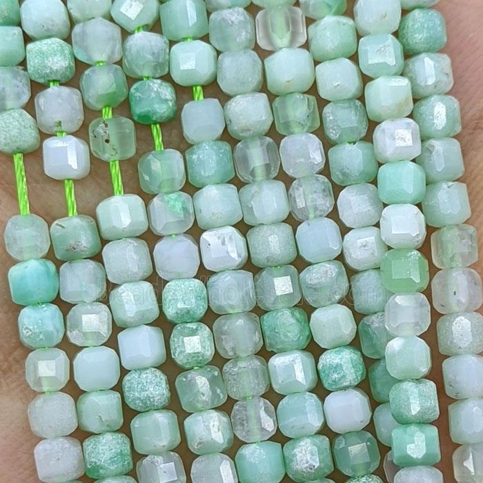 Natural Green Australian Chrysoprase Beads Faceted Cube