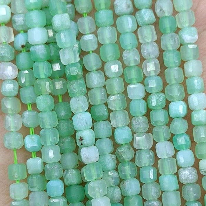 Natural Green Australian Chrysoprase Beads AA-Grade Faceted Cube