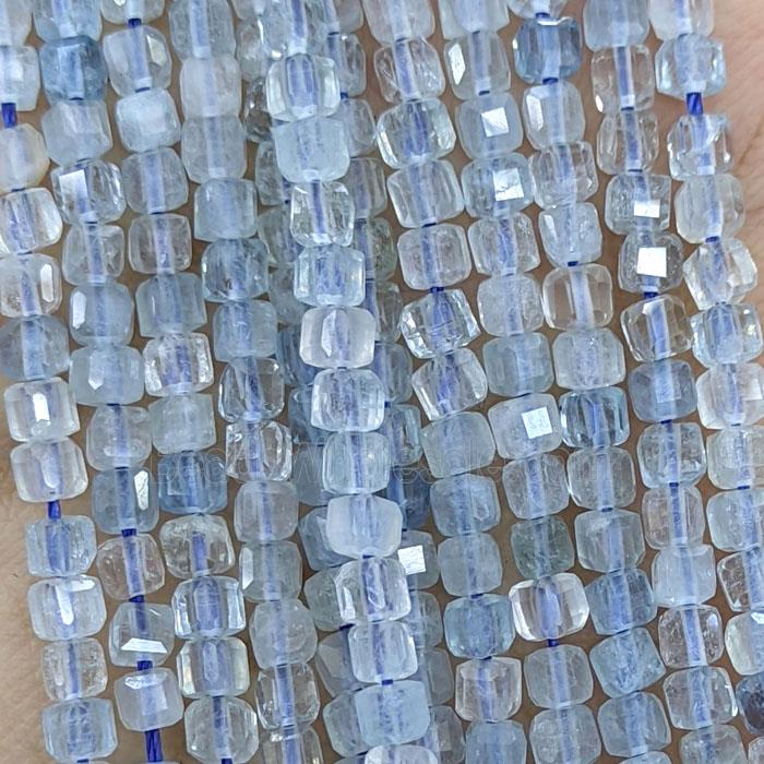 Natural Blue Topaz Beads AA-Grade Faceted Cube