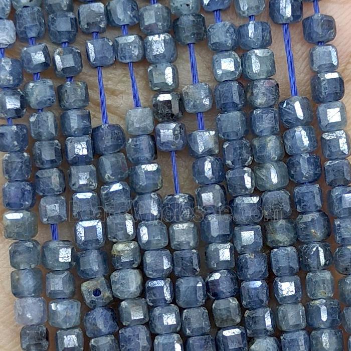 Natural Blue Sapphire Beads AA-Grade Faceted Cube