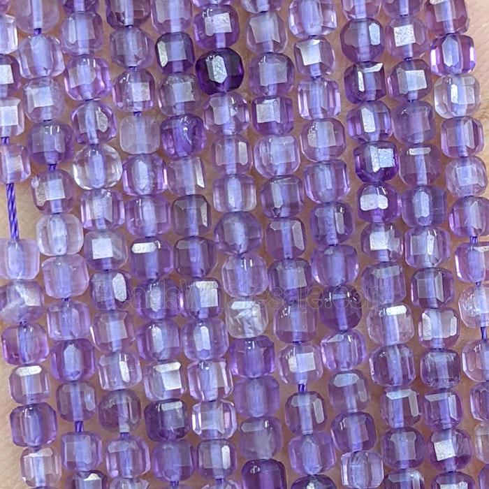 Natural Amethyst Beads Lt.purple Faceted Cube