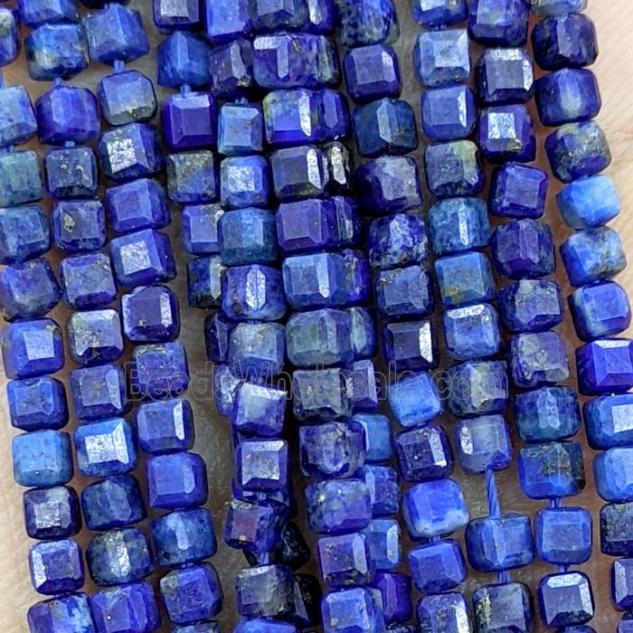 Natural Lapis Lazuli Beads Blue Faceted Cube Undye
