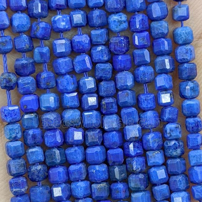 Natural Blue Lapis Lazuli Beads Faceted Cube