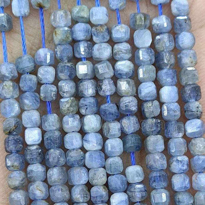 Natural Blue Kyanite Beads Faceted Cube