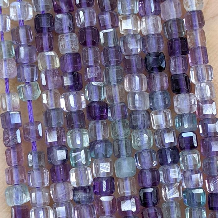 Natural Purple Fluorite Beads Faceted Cube