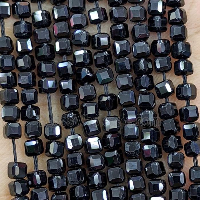 Natural Black Spinel Beads Faceted Cube