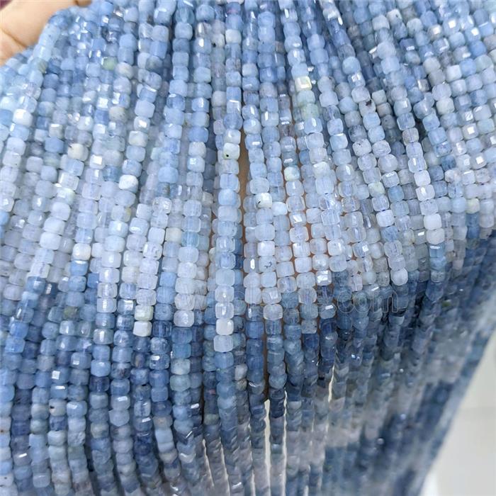 Natural Blue Aquamarine Beads Faceted Cube