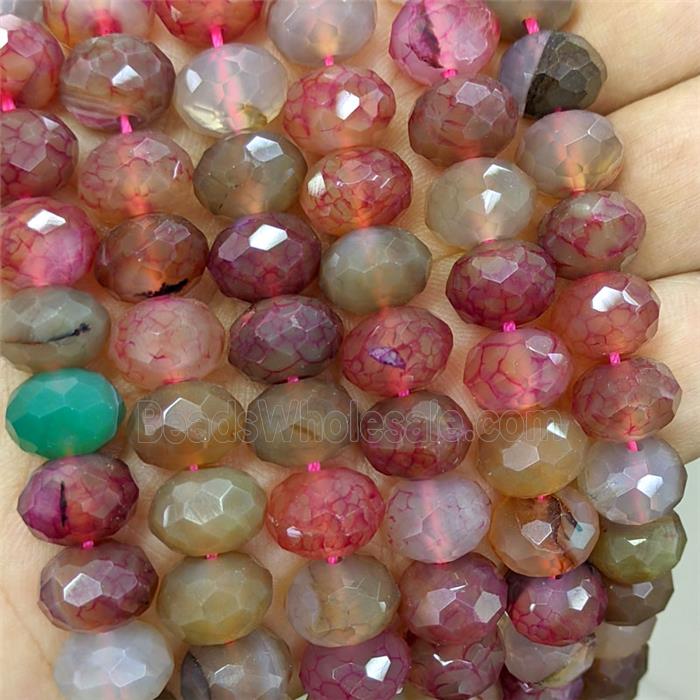 Red Dye Agate Beads Faceted Rondelle
