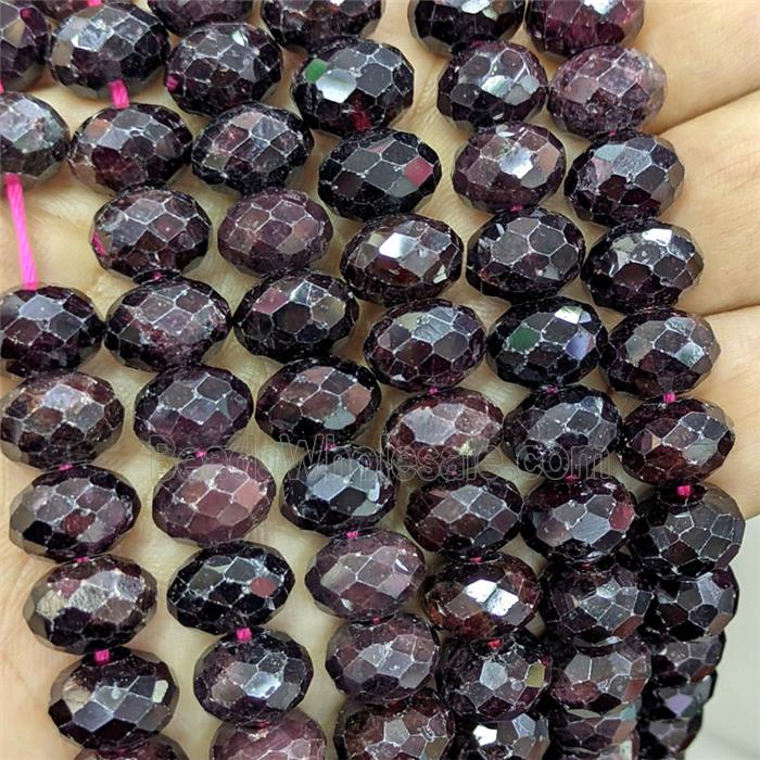 Natural Garnet Beads DarkRed Faceted Rondelle