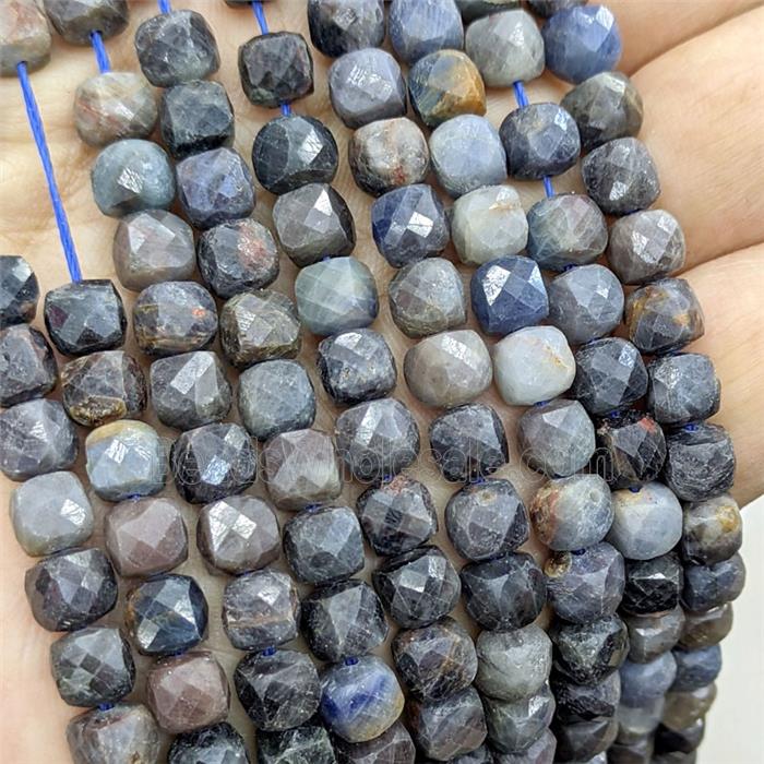 Natural Sapphire Beads C-Grade Faceted Cube