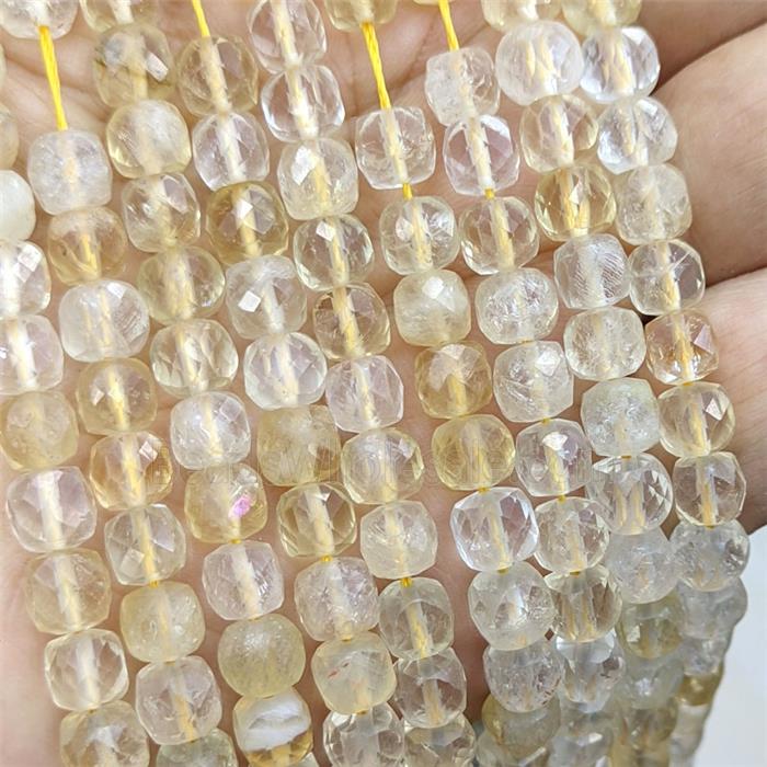 Natural Citrine Beads Faceted Cube