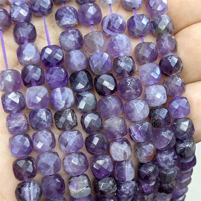 Natural Purple Amethyst Beads Faceted Cube