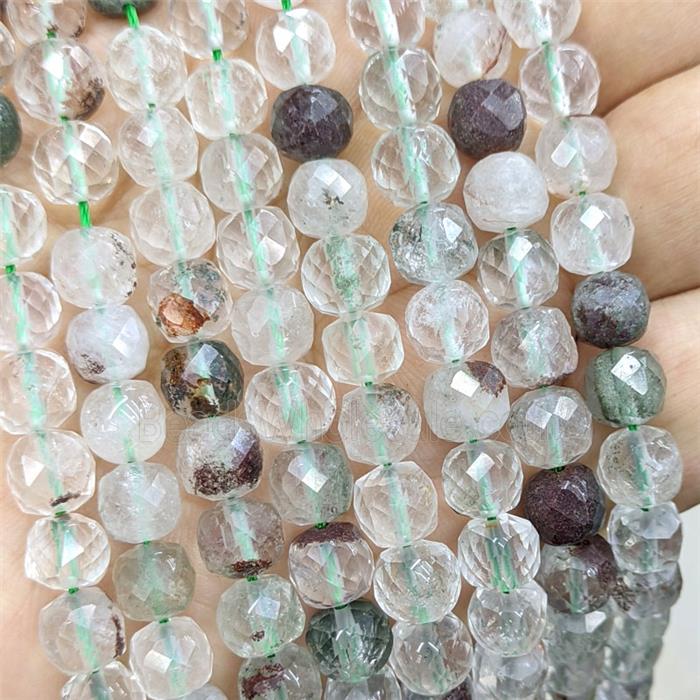 Natural Chlorite Quartz Beads Lt.green Faceted Cube
