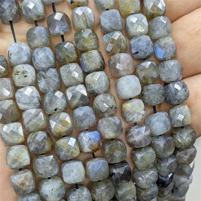 Natural Labradorite Beads Faceted Cube