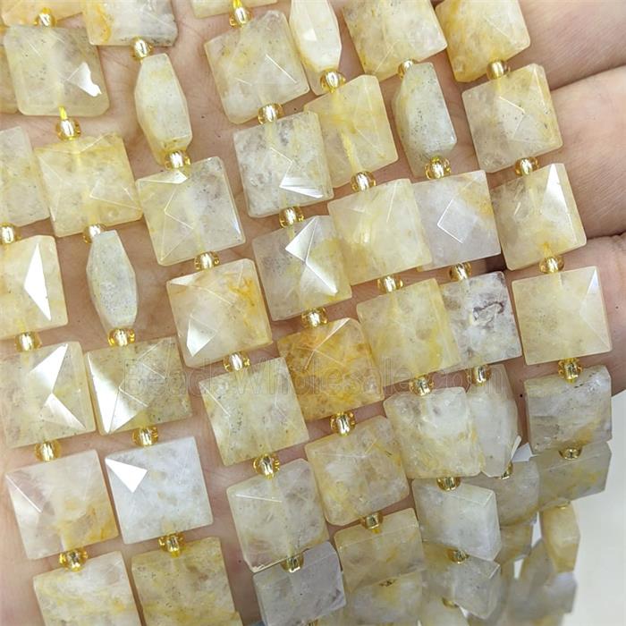 Natural Yellow Aventurine Square Beads Faceted