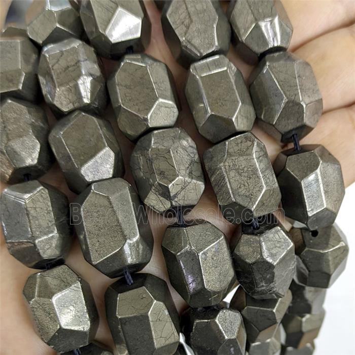 Natural Pyrite Beads Faceted Tube