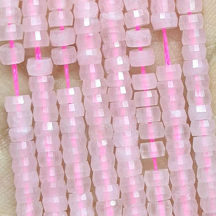 Natural Pink Rose Quartz Heishi Beads Faceted
