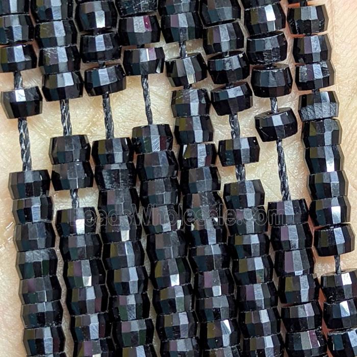 Natural Black Obsidian Heishi Beads Faceted