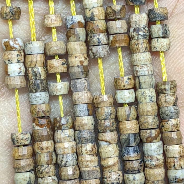 Natural Picture Jasper Heishi Beads Faceted