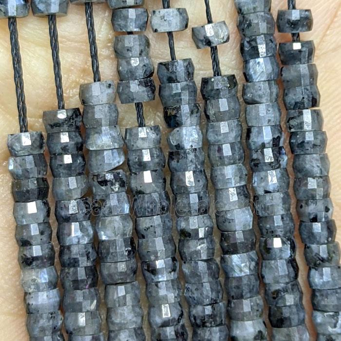 Natural Black Labradorite Heishi Beads Faceted