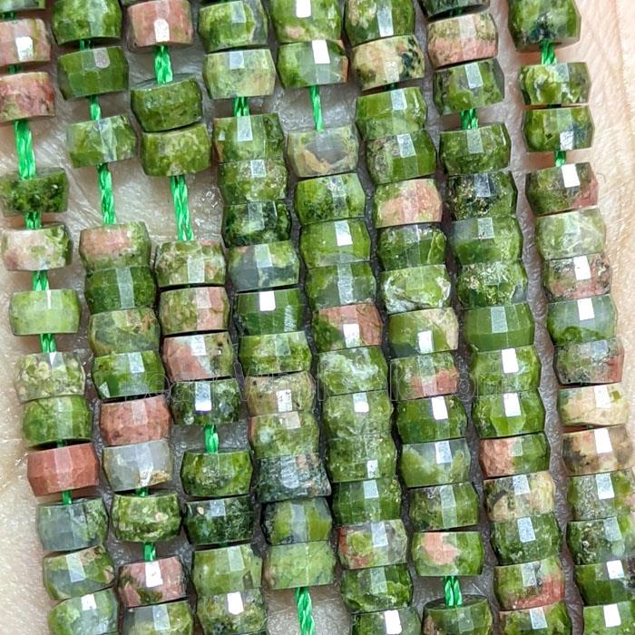 Natural Unakite Heishi Beads Faceted