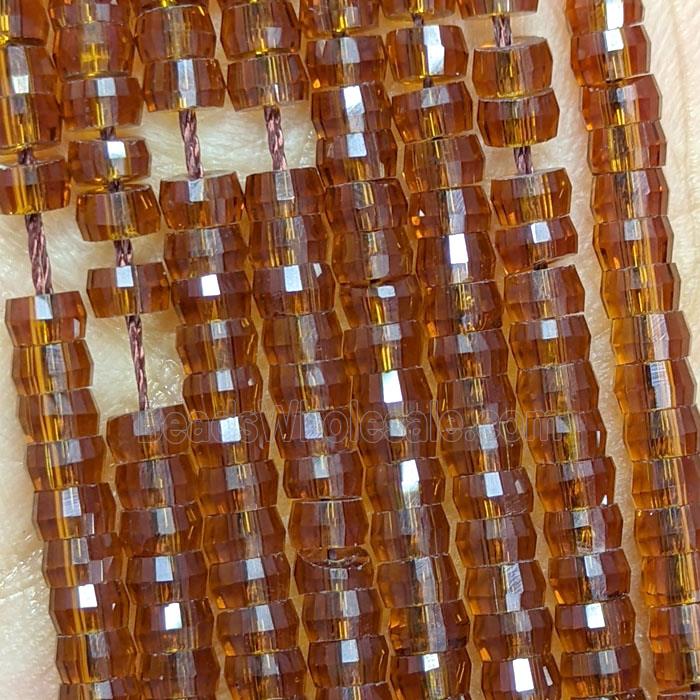 Coffee Crystal Glass Heishi Beads Faceted